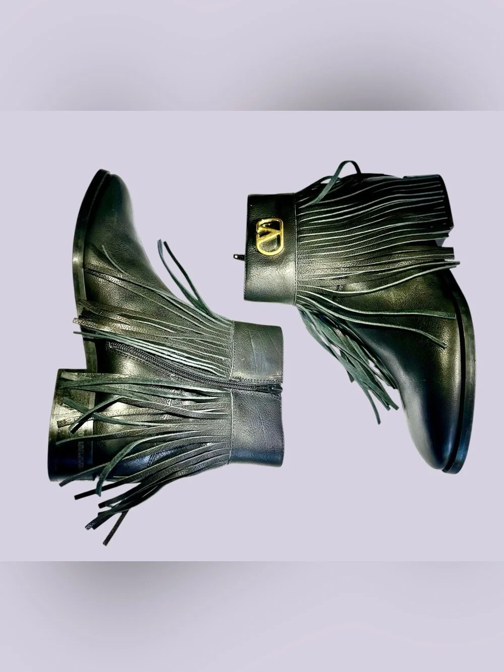 Valentino Garavani Men’s Embellished Fringed Leather Chelsea Boots Valentino Garavani Logo-Embellished Fringed Leather Chelsea  main image 4